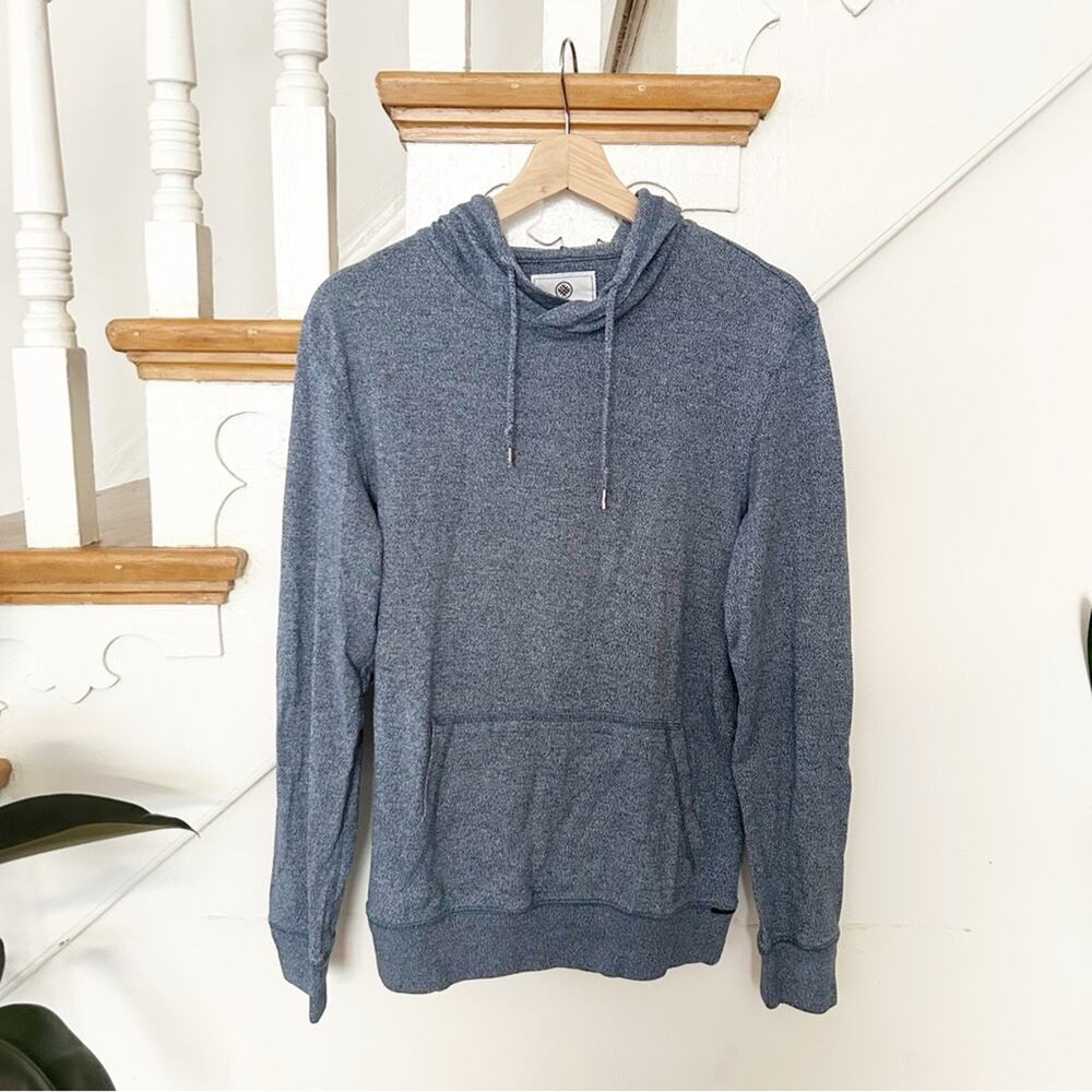 On The Byas Mens Lightweight Hoodie Heather Slate Blue Pullover Pocket Size S
